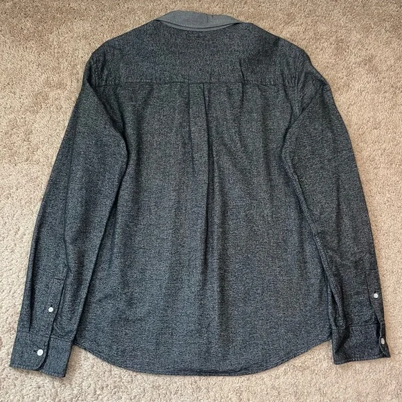 Stussy Men's Button Front Long Sleeve Textured Cotton Skater Shirt Size Large